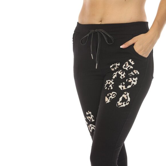 Black Cheetah Detail stretchable pant with Pockets - Picture 7 of 7
